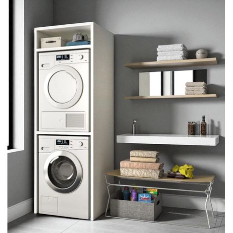 mobile per lavatrice e asciugatrice bianco 70x64x203 cm