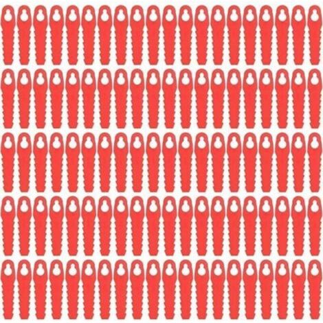 Lames De Rechange en Plastique, 100 Pièces pour Tondeuse à Gazon De Cour, Lames De Tête De Coupe De Rechange, 85Mm, Accessoires De Tondeuse à Gazon De Jardin (Rouge) (1/3)