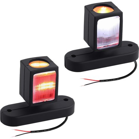 2 pcs Feu de gabarit Latéral LED 10-30V 74mm étanchéité IP65, Lumière d'avertissement à 3 côtés, lampe de dégagement, feu de contour Universel pour Camion Remorque Caravaning (1/5)