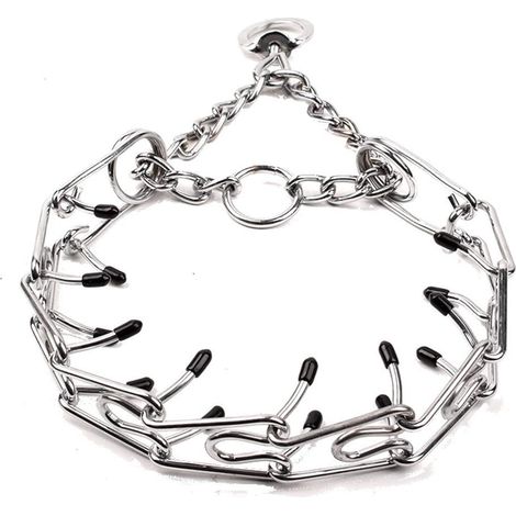 Collier de Dressage pour Chien avec Embouts en Caoutchouc Pit Bull Colliers en métal pour Berger Allemand Fournitures pour Animaux de (M)