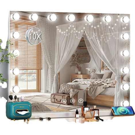 Espejo de maquillaje, iluminación LED regulable, control táctil, blanco. (1/2)