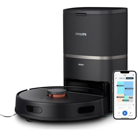 Philips HomeRun Serie 3000 Robot Aspirapolvere e Lavapavimenti con Mappatura, Alta Potenza Asp.ne (4000 Pa), Navigazione Laser, con Stazione, per Tappeti e Peli di Animali, App WiFi, XU3100/01 (1/5)