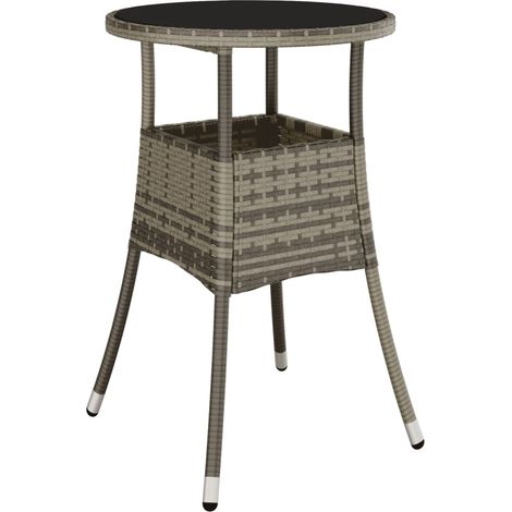 Maison Exclusive - Gartentisch Ø60x75 cm Hartglas und Poly Rattan
