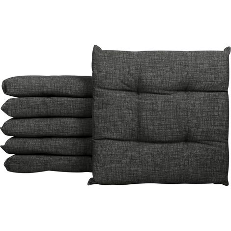 Cuscino arredo sedia Set 6 Cuscini Con Lacci, 4 Punti Comodi, Prodotto Italiano 40 x 40 in Cotone Imbottiti Spessore 6 Cm Lavorati a Mano sala camera mattonella 100% cotone Piombo