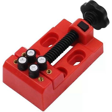 Mini étau plat d'établi - 2 pièces, support en noyer à huit trous pour perles de Bodhi, rouge (1/2)
