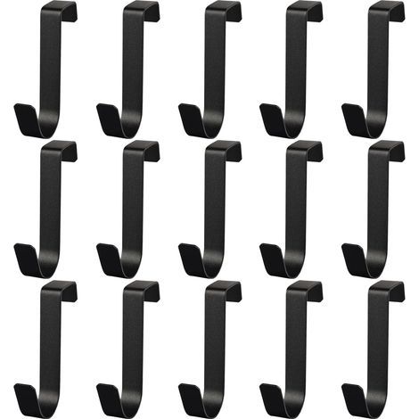 15er-Pack Schranktürhaken, Schubladenorganizer, Metall-Hängehaken für Strümpfe, Kleidung, Handtücher (Schwarz) (1/3)