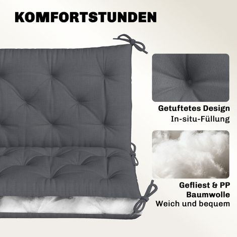 Coussin de banc imperméable, dossier et assise 100x98x8 cm gris foncé pour banc de jardin et balançoire (1/4)