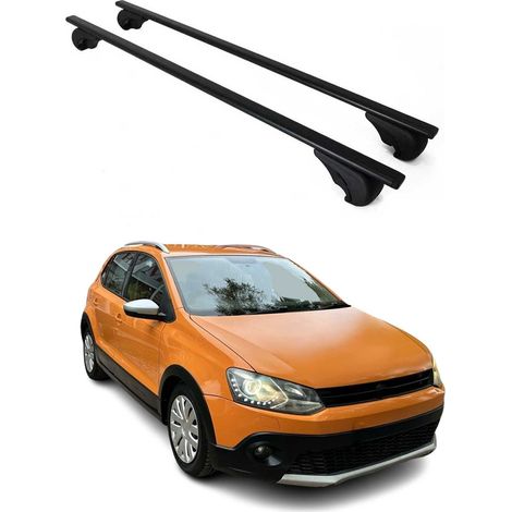 OMAC Dachträger Querträger für VW Polo mk5 Schrägheck 2009-2017 – Abschließbar – Max. 75 kg – 2 Stangen Stahl Schwarz (1/5)