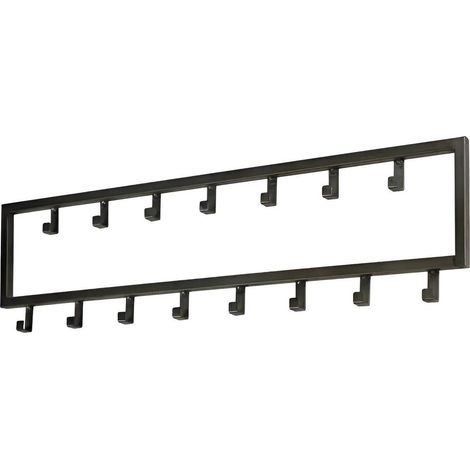 TOJ Living Porte-manteau mural 15 crochets – Patère murale / porte-serviettes – Style industriel & moderne – Acier inoxydable – 80 cm – noir mat (1/5)