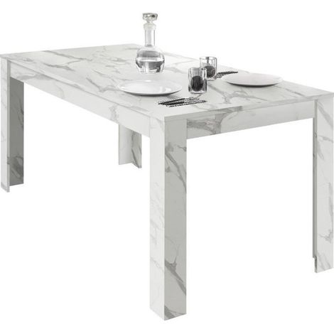 Mesa extensible, colección COLOMARMO, color blanco efecto mármol, ideal para un comedor moderno y con estilo