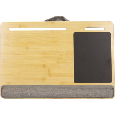 Ce support portable pour ordinateur portable, doté d'un coussin intégré, supporte les ordinateurs portables de 18,5 pouces et comprend un tapis de souris et un emplacement pour tablette/téléphone. (1/5)