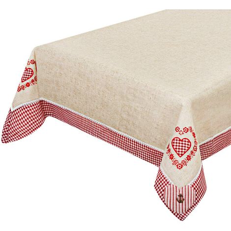 Tovaglia Cucina Runner Centrotavola Shabby Chic Quadretti Rossi - 140x180 cm