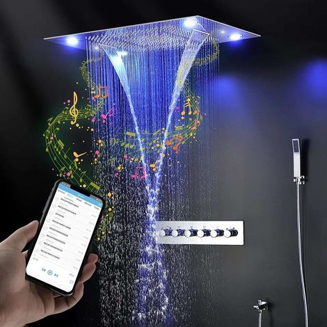 Ciel de pluie connecté led thermostatique chrome, Kyoto (1/5)