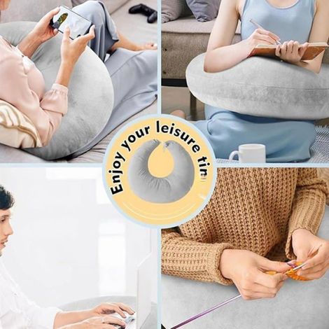 Coussin Ergonomique pour Tricoter Coussin De Lecture en Forme De U, pour Lit Et Canapé pour Lire, Améliore La Postures (1/4)