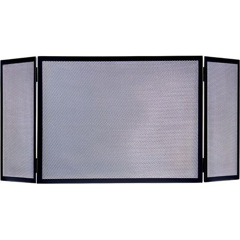 Grille pare-feu cheminée en fer forgé noir – Protection contre les braises – Dimensions 80 x 60 x 30 cm – Accessoire de sécurité – Visiodirect (1/3)