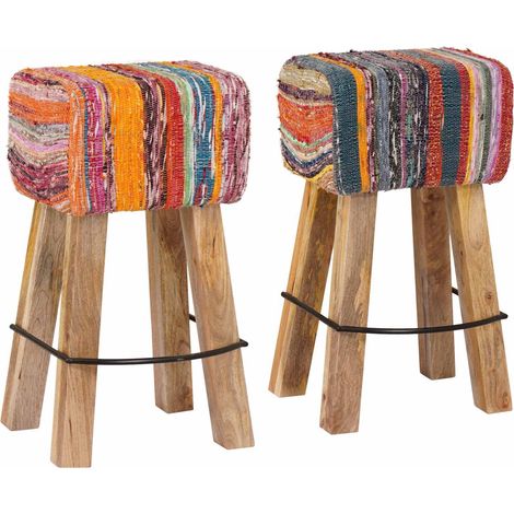 Sgabello da bar 2 pz Multicolore 44 x 33 x 74 cm Pelle Vera vidaXL (1/5)