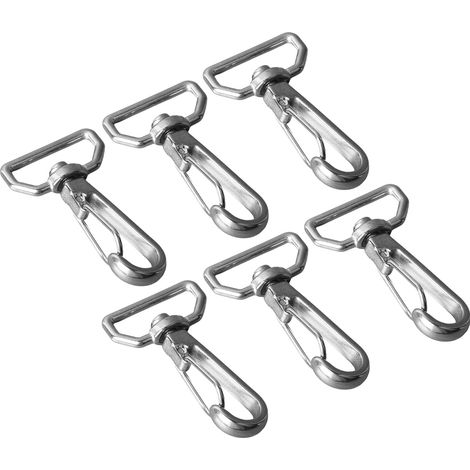 Lot de 6 mousquetons à ressort en acier inoxydable 316, anneaux en D universels pour sangles, câbles, cordons, colliers pour animaux et ceintures en cuir. (1/5)