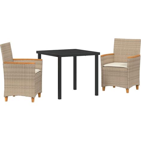 Maison Exclusive - Ensemble de salle à manger pour jardin 3 pcs Beige polyrotin (1/5)