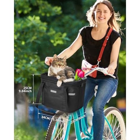Cesta para mascotas para bicicleta: cesta ajustable y desmontable para el manillar. (1/5)