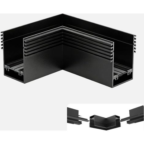 Connecteur d'angle horizontal en aluminium pour système d'éclairage à rail magnétique encastré – Connecteur en forme de L pour éclairage à rail dimmable 24V (1/5)