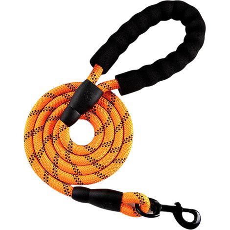 Laisse Chien - 5 M - Poignée Néoprène Rembourrée - Crochets Acier Antirouille - Corde Nylon Résistante - Pour Dressage et Attache Extérieure - 1 Pièce (1/5)