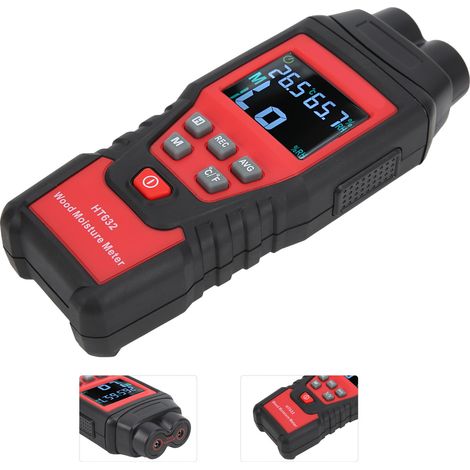 Détecteur d'humidité mural HT632 pour bois, carton et matériaux variés, sonde portable compacte, mesureur de teneur en eau multifonction, outil manuel précis. (1/5)