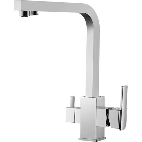 Grifo Monomando Fregadero Osmosis 3 Vías Cuadrado Blanco, 32cm(alto) 21cm(largo). (1/2)