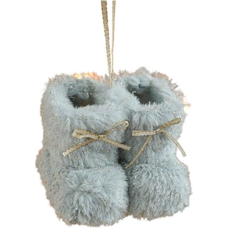 Plüschige Weihnachtsmannstiefel-Schlüsselanhänger zum Aufhängen als Weihnachtsbaumschmuck für Weihnachtsfeiern und als Geschenkidee (hellblau) (1/5)