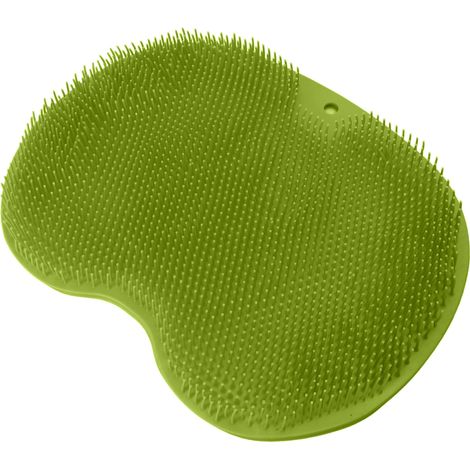 Set mit 2 grünen, wandmontierten Peeling-Fußmatten aus TPE mit rutschfesten Saugnäpfen, ideal für die Fußmassage unter der Dusche (1/5)