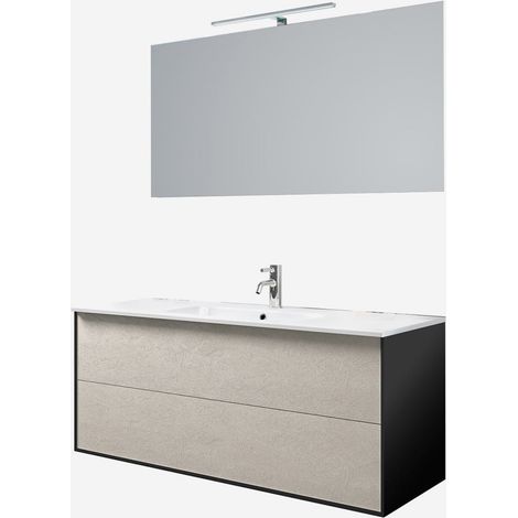 Igea 120 Hänge-Waschraum mit Waschbecken und Spiegel - Beige