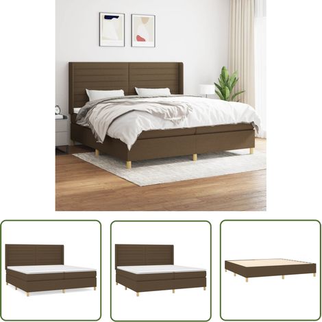 Lit à sommier tapissier avec matelas, Lit adulte pour 2 personnes Assemblage Facile, Marron foncé 200x200 cm OIB8795E (1/5)