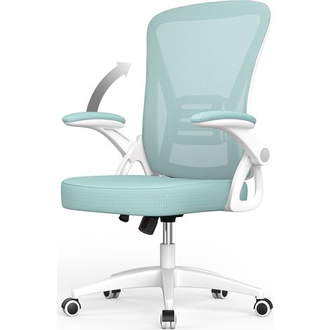 Rattantree - Chaise de bureau - Fauteuil de bureau Ergonomique - accoudoirs rabattables à 90° - réglable en hauteur 41-51 cm -  housse en maille respirante - Assise large 50 cm - Base pivotante 360°- 
