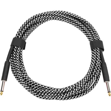 Musikinstrumentenkabel, geflochtene Abschirmung, Audio-Verlängerungskabel mit vernickeltem Stecker, 6 Meter (Weiß) (1/5)