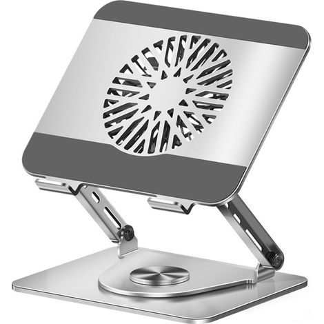 Laptopständer mit magnetischem RGB-Laptoplüfter, 360°-Drehung, 10 kg Tragkraft und 18 dB leisem Betrieb, unterstützt Laptops/Tablets bis zu 16 Zoll (Silber) (1/5)