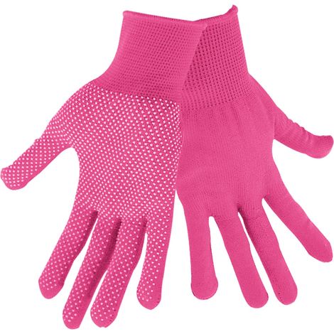 EXTOL LADY Polyesterhandschuhe mit PVC-Handflächenzielen, Größe 7"