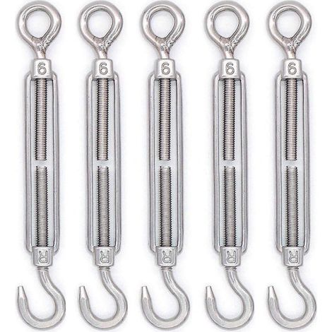 Kit de serre-câble tournant en acier inoxydable 304 pour tension de câble, crochet-oeil robuste, accessoire pour voile d'ombrage, lot de 5 pièces (1/2)