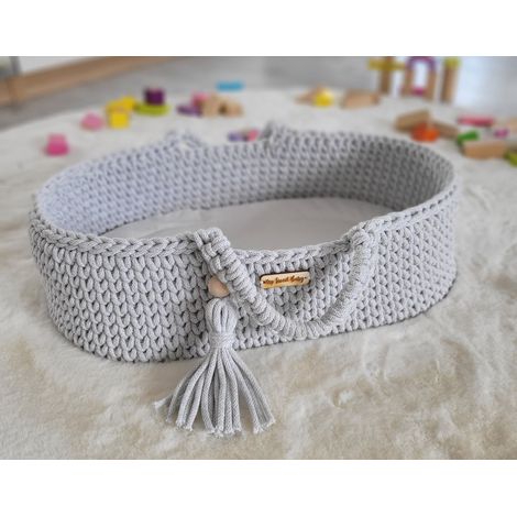 Cesta porta-bambole in cotone stile boho - Grigio chiaro (1/5)