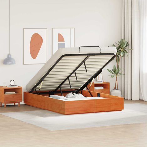vidaXL Ottoman-Bettgestell mit Stauraum Wachsbraun 120 x 190 cm (1/5)