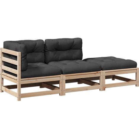 Maison Exclusive - 3-tlg. Garten-Sofagarnitur mit Kissen Massivho