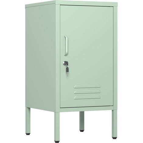 Table de Chevet Moderne en Métal avec Porte Verrouillable, 2 Étagères Réglables, Design Antichute, 70x35x38 cm, Vert (1/5)