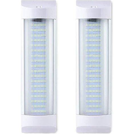 Lot de 2 barres lumineuses LED de 28 cm pour intérieur de voiture - 10 W - 72 LED - Lumière blanche - Avec interrupteur - Pour camionnette, camion, camping-car, bateau (T2, 2 pièces) (1/5)