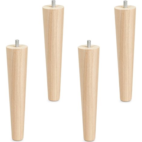 4 Stück Möbelfüße Buche massiv Ø 45 / 25 mm Höhe 200 mm (1/4)