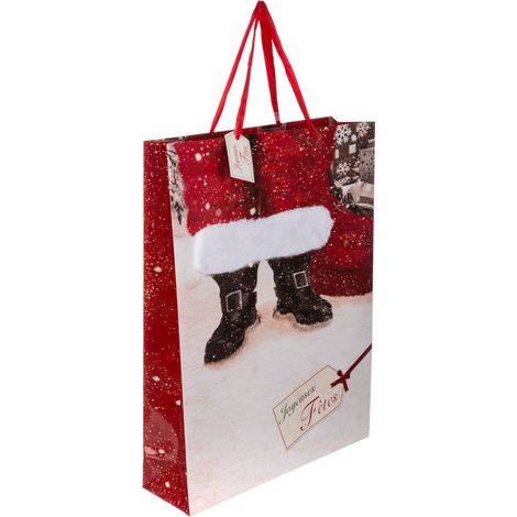 Sacchetto regalo grande per Babbo Natale stampato con pelliccia - Feeric lights & christmas