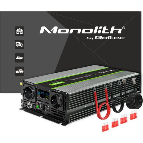 Convertisseur de tension Qoltec Monolith  3000 W  6000 W  24 V à 230 V  Sinusoïdal pur  LCD (1/5)