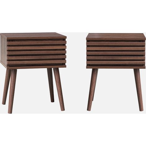 Mesita de noche estilo escandinavo efecto madera, set de 2