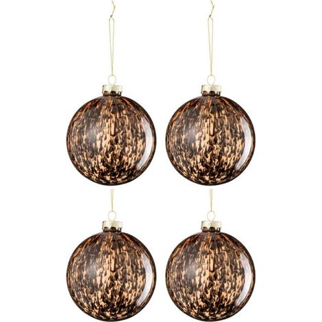 Lot de 4 Boules de Noël "Tache" 10cm Marron & Noir