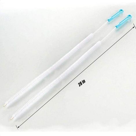 Brosse de débouchage flexible en 2 parties, 71 cm (28 pouces), pour évier de cuisine ou salle de bain, avec trop-plein (bleue). (1/5)