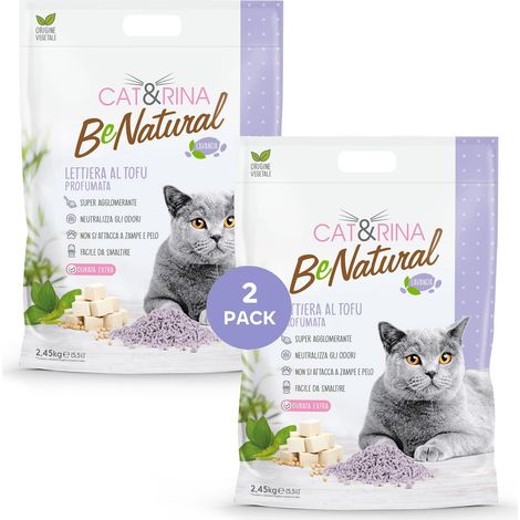 litière pour Chat au Tofu 5,5 l Agglomérant et végétal. Jusqu'à 30 Jours d'utilisation. Se débarrasse dans Les bios ou Les Toilettes. Sable Chats Anti Odeur Lavande, 2 pièces (1/4)