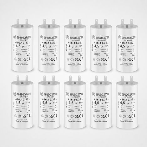 Lot de 10 Condensateurs 4,5 uF pour Volet Roulant SOMFY, SIMU, NICE - Reparation Condensateur de Moteur Haute Qualite 10Nm - Condensateur Cosses Faston 2,8mm pour Moteur de Volet et Store - VOLET TECH