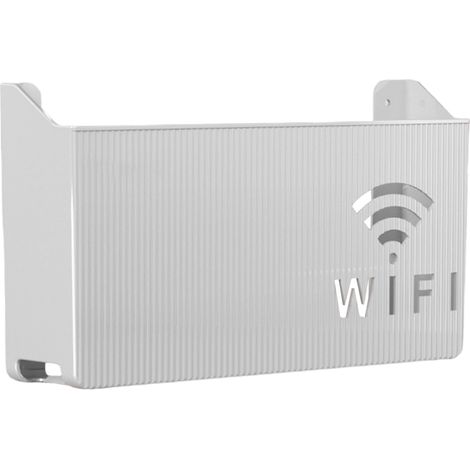 Boîte de rangement pour router WiFi en ABS avec plusieurs trous de passage - Blanc/Gris/Rose/Noir/Bleu (24.5 x 6 x 14 cm) - 130g - Organise et protège vos cables et appareils électriques (1/5)